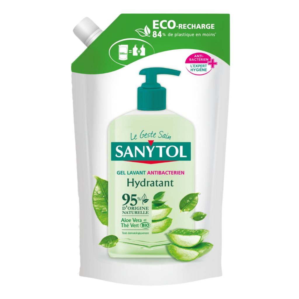 Recharge Gel Lavant Antibactérien Hydratant Sanytol Aloe Vera Thé Vert